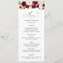 Menu Casamento Floral Moderno De Borgonha E Blush