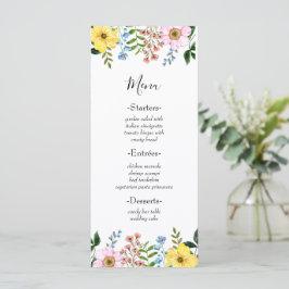 Menu Casamento Floral Moderno de Primavera com Amarelo