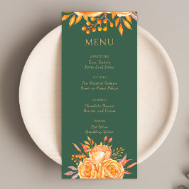 Menu Casamento Floral Moderno Russo Floral Verde Elegan