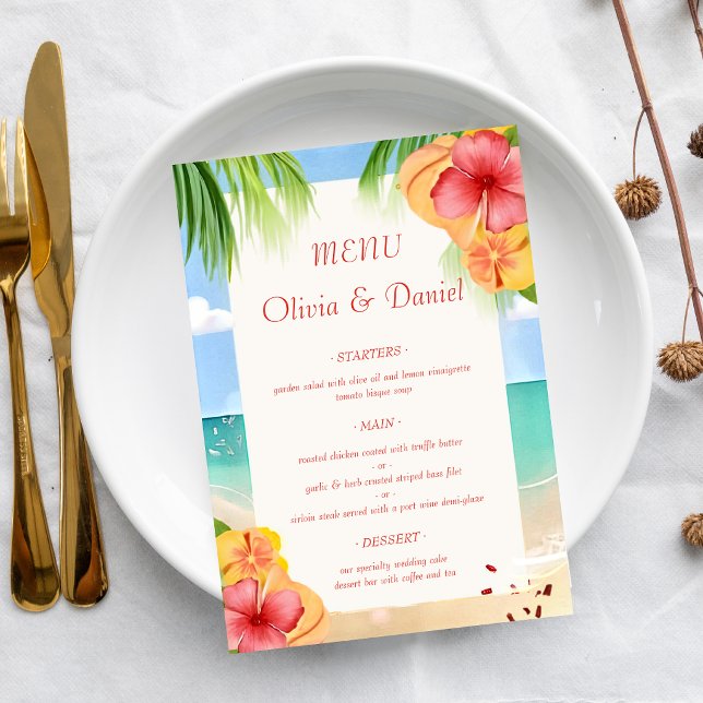 Menu Casamento Floral na Praia da Ilha Tropical (Criador carregado)