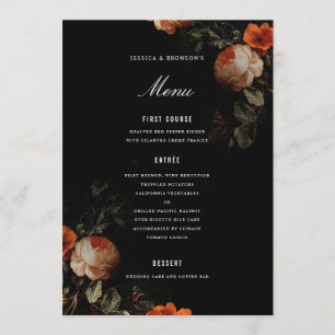 Menu Casamento Floral Neerlandês Escuro-Romântico