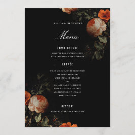 Menu Casamento Floral Neerlandês Escuro-Romântico