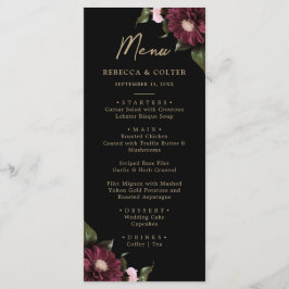 Menu Casamento Floral Negro Elegante