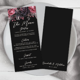 Menu Casamento Floral Negro Gótico