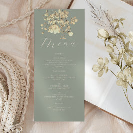 Menu Casamento Floral Neutro Sage Green