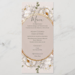 Menu Casamento Floral Peônia Branca e Rosa Rubor