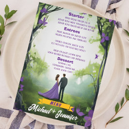 Menu Casamento Floral Personalizável da Floresta Roxa E