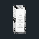 Menu Casamento Floral por Aquarela de Peões Pretos e Br<br><div class="desc">Um belo design de casamento branco preto com cor d'água, com peônias. Um elegante. Um elegante design perfeito para quem ama flores de pedras florais de aquarela, ilustrações em preto e branco e papelaria botânica para casamentos. Um único design de cardápio de casamento de peões negros e brancos com elementos...</div>