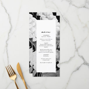 Menu Casamento Floral por Aquarela de Peões Pretos e Br