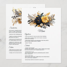 Menu Casamento Floral Preto e Dourado