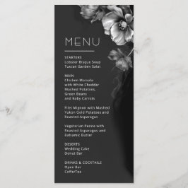 Menu Casamento Floral Preto Prata