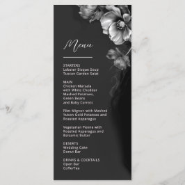 Menu Casamento Floral Preto Prata