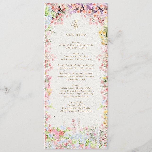 Menu casamento floral primavera château francês (Frente)