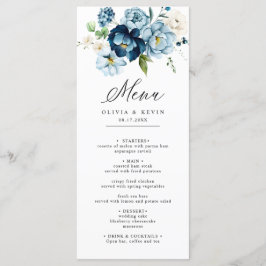 Menu Casamento Floral Retrorreflector Elegante com Crem
