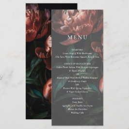 Menu Casamento Floral Romântico de Belas Artes Escuras