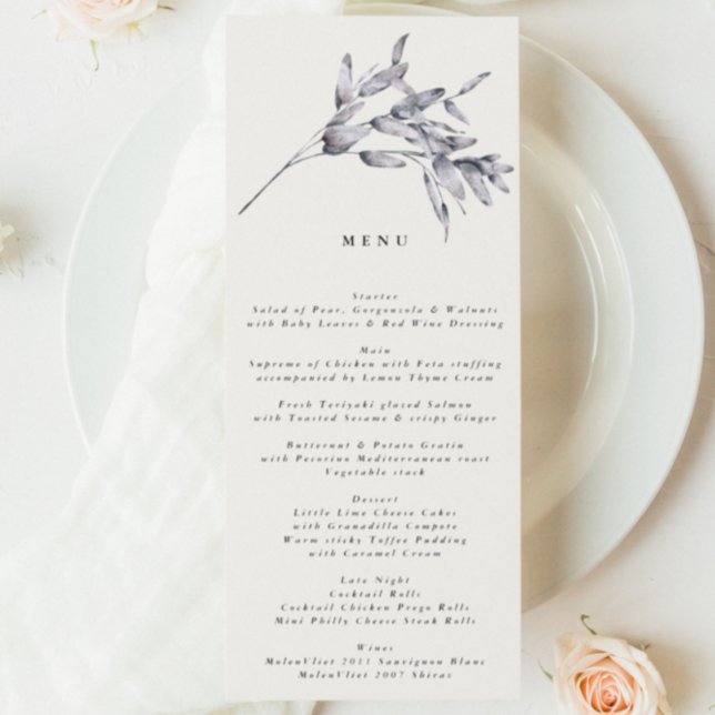 Menu Casamento Floral Romântico Elegante (Criador carregado)
