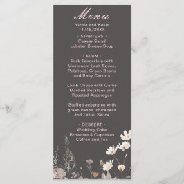 Menu Casamento Floral Rosa Bege Primavera Flor Silvestr