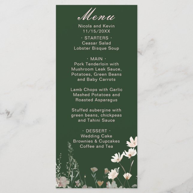Menu Casamento Floral Rosa de Primavera de Flor Silvest (Frente)