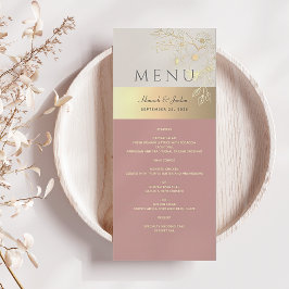 Menu Casamento Floral Rosa e Dourado