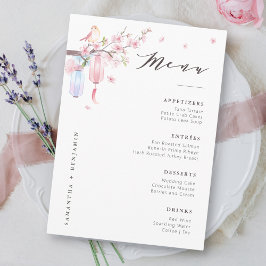 Menu Casamento Floral Rosa Elegante