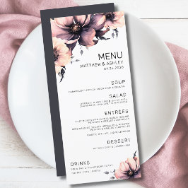 Menu Casamento Floral Rosa-Elegante Moderno