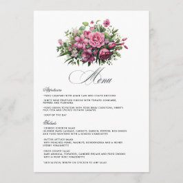 Menu Casamento Floral Rosa Fúcsia e Verde Esmeralda