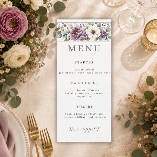 Menu Casamento Floral Rosa Malva e Sage (Criador carregado)