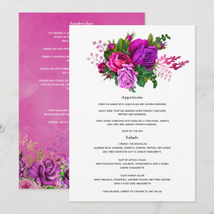 Menu Casamento Floral Rosa Velho e Roxo