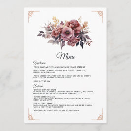 Menu Casamento Floral Roxo, Cinza, Cobre e Rosa Empoeir