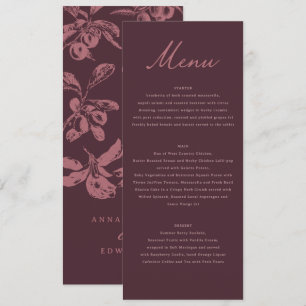Menu Casamento Floral Roxo Jantar Burgundy