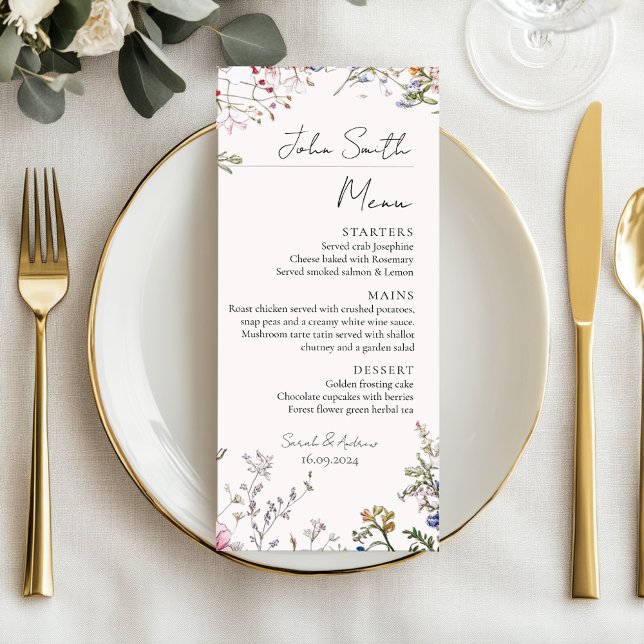 Menu Casamento Floral Russo De Flores Selvagens Persona (Criador carregado)