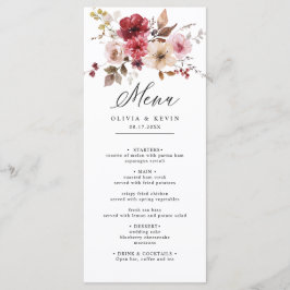 Menu Casamento Floral Russo Rosa-Rosa Maroon