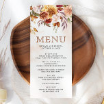 Menu Casamento Floral Rustic Burgundy Terracotta<br><div class="desc">Elegante Menu de casamento com lindas flores rústicas.</div>