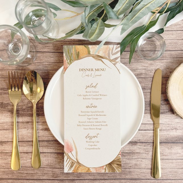 Menu Casamento Floral Rustic Earthy Watercolor (Criador carregado)