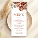 Menu Casamento Floral Terracotta - Rosas Laranja Queima<br><div class="desc">Elegante menu de casamento do tema terracotta com lindas flores de terra.</div>