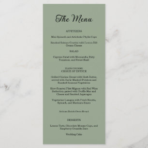 Menu Casamento Floral Verde de Swirl Sage Ornamentado E