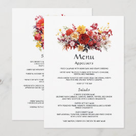 Menu Casamento Floral Vermelho Luxuriante