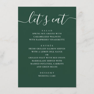 Menu Casamento Floresta Escura Verde | Jantar com Letra