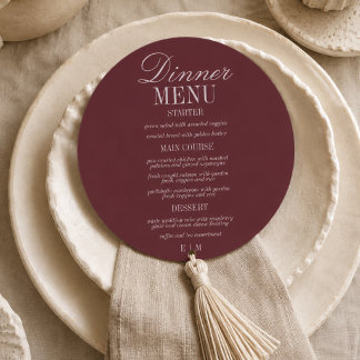 Menu Casamento Formal Borgonha Roteiro Moderno