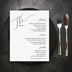 Menu Casamento Formal Branco Preto Elegante