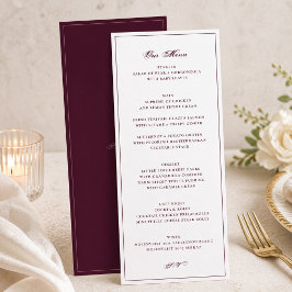 Menu Casamento Formal Burgundy e Branco