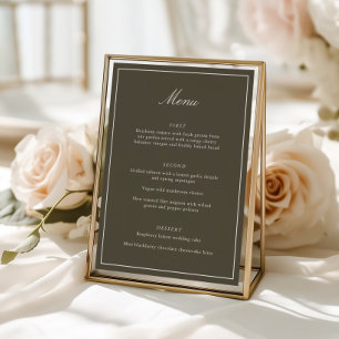 Menu Casamento Formal Clássico com Borda Oliva Elegante