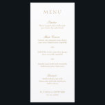 Menu Casamento Formal Clássico Dourado Elegante<br><div class="desc">Menu de casamento "faux gold" elegante,  com um design simples e mínimo com o título de uma fonte serif tradicional e os cabeçalhos do curso em um roteiro elegante de caligrafia. Um estilo clássico que é perfeito para um casamento formal.</div>