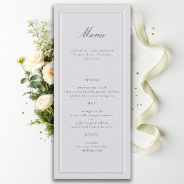 Menu Casamento Formal Clássico Verde Quadro Elevado Mar