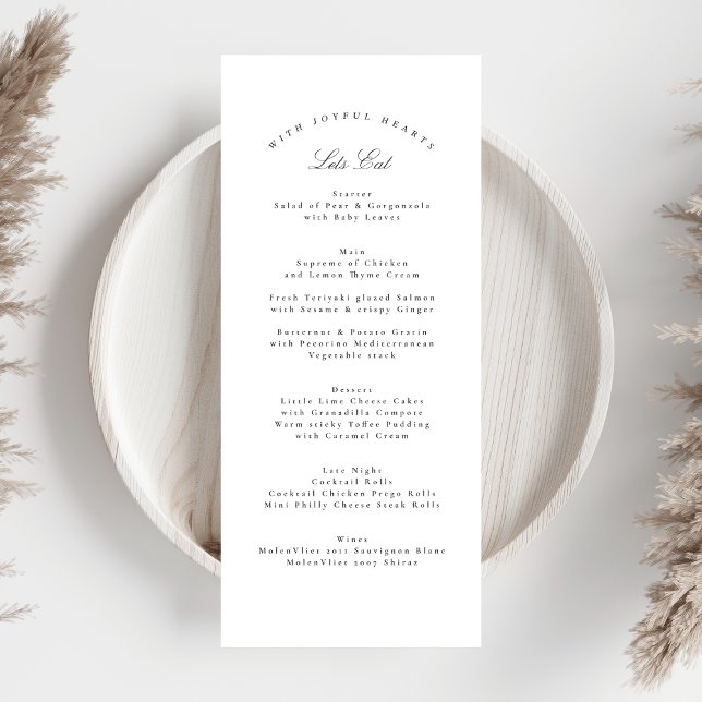 Menu Casamento Formal da Caligrafia Branca e Cinza Escu (Criador carregado)