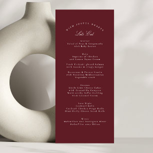 Menu Casamento Formal da Caligrafia Clássica Maroon Bur