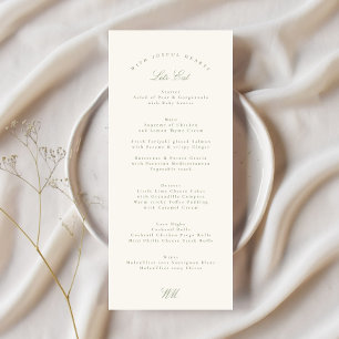 Menu Casamento Formal Da Caligrafia Verde Clássica