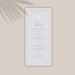 Menu Casamento Formal Do Barco Costeiro Náutico Faux Em<br><div class="desc">Apresente seu dia especial com o menu Formal Casamento Costeiro de Frame Embossed Boat, um design que equilibra perfeitamente a elegância moderna com o charme de eterno. Apresentando caligrafia clássica para seus nomes e elegante tipografia de casamento, ela oferece um olhar refinado, mas convidativo. Uma crista de veleiro com falso...</div>