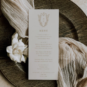 Menu Casamento Formal Dourado Elegante da DAPHNE Vintag