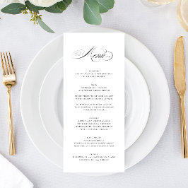 Menu Casamento Formal Elegante De Caligrafia Negra